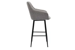 Miliboo Tabouret De Bar-Tabourets de bar avec sièges matelassés en tissu effet velours texturé gris et métal noir H65 cm (lot de 2) MONTERO