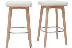Miliboo Tabouret De Bar-Tabourets de bar blancs et bois clair 65 cm (lot de 2) GRAMMA