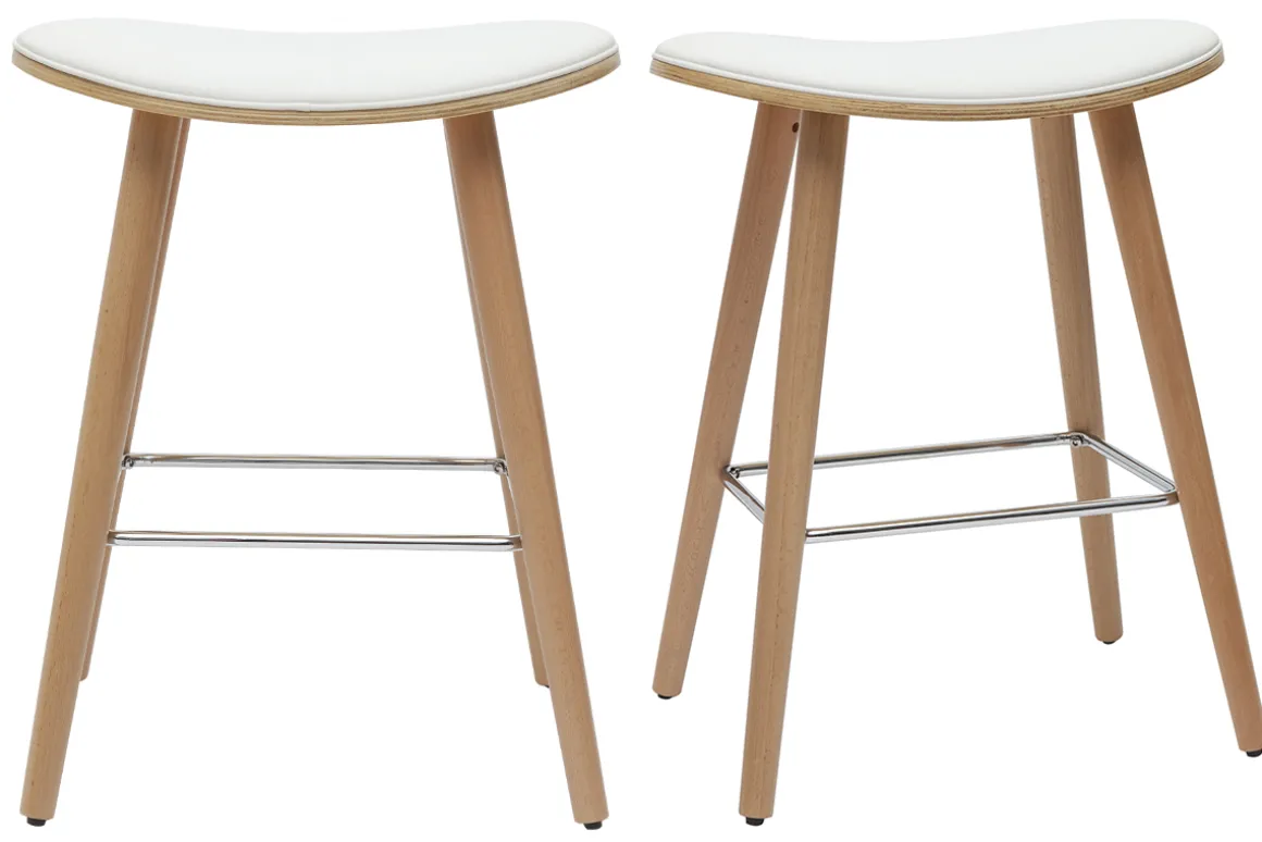 Miliboo Tabouret De Bar-Tabourets de bar bois clair et blanc H65 cm (lot de 2) MEADOW
