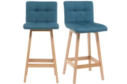 Miliboo Tabouret De Bar-Tabourets de bar bois et bleu canard H65 cm (lot de 2) KLARIS