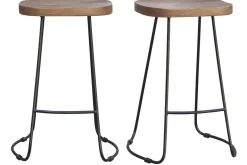 Miliboo Tabouret De Bar-Tabourets de bar bois manguier massif et métal 65 cm (lot de 2) RUNKO
