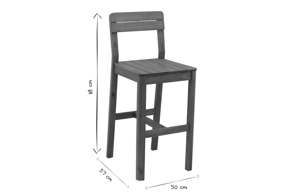 Miliboo Tabouret De Bar|Chaise De Jardin-Tabourets de bar de jardin en bois massif H80 cm (lot de 2) AKIS