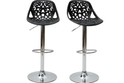 Miliboo Tabouret De Bar-Tabourets de bar design avec motif baroque noir (lot de 2) BAROCCA