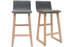 Miliboo Tabouret De Bar-Tabourets de bar design bois clair et tissu gris 65 cm (lot de 2) OSAKA