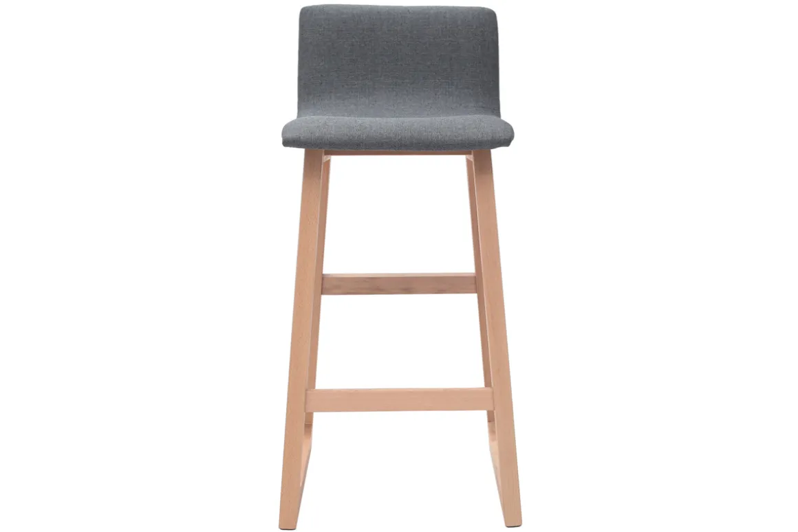 Miliboo Tabouret De Bar-Tabourets de bar design bois clair et tissu gris 65 cm (lot de 2) OSAKA