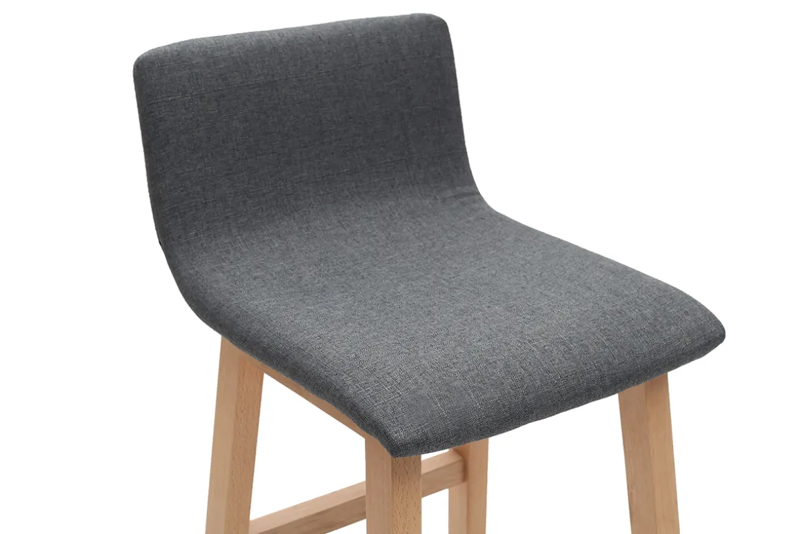 Miliboo Tabouret De Bar-Tabourets de bar design bois clair et tissu gris 65 cm (lot de 2) OSAKA
