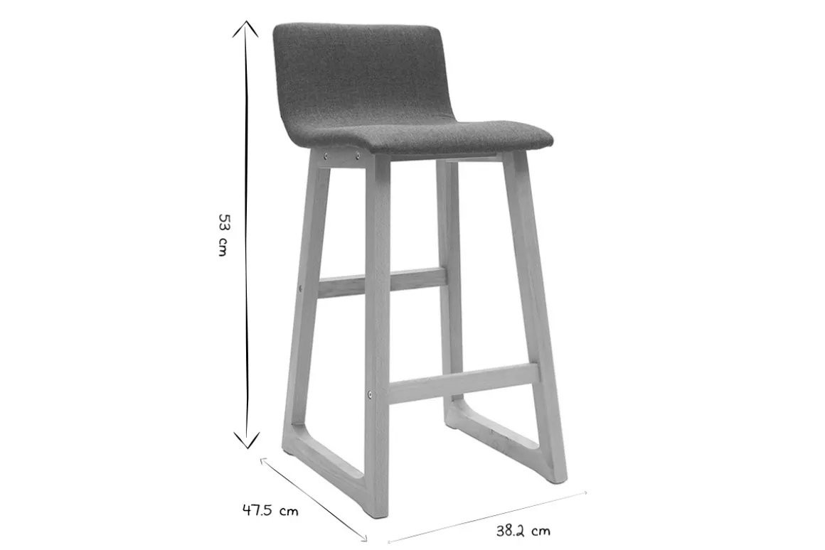Miliboo Tabouret De Bar-Tabourets de bar design bois clair et tissu gris 65 cm (lot de 2) OSAKA