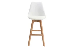 Miliboo Tabouret De Bar-Tabourets de bar design blanc et bois H65 cm (lot de 2) PAULINE
