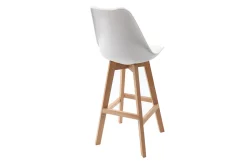 Miliboo Tabouret De Bar-Tabourets de bar design blanc et bois H65 cm (lot de 2) PAULINE