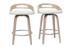Miliboo Tabouret De Bar-Tabourets de bar design bois clair et polyuréthane blanc 65cm (lot de 2) MANO