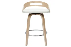 Miliboo Tabouret De Bar-Tabourets de bar design bois clair et polyuréthane blanc 65cm (lot de 2) MANO