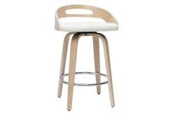 Miliboo Tabouret De Bar-Tabourets de bar design bois clair et polyuréthane blanc 65cm (lot de 2) MANO