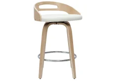 Miliboo Tabouret De Bar-Tabourets de bar design bois clair et polyuréthane blanc 65cm (lot de 2) MANO