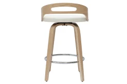 Miliboo Tabouret De Bar-Tabourets de bar design bois clair et polyuréthane blanc 65cm (lot de 2) MANO