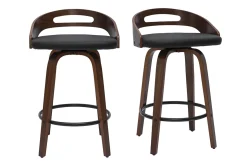 Miliboo Tabouret De Bar-Tabourets de bar design bois foncé et polyuréthane noir 65cm (lot de 2) MANO