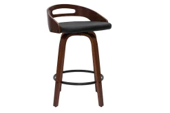 Miliboo Tabouret De Bar-Tabourets de bar design bois foncé et polyuréthane noir 65cm (lot de 2) MANO