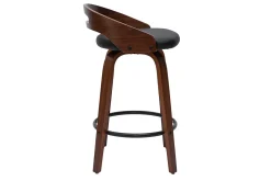 Miliboo Tabouret De Bar-Tabourets de bar design bois foncé et polyuréthane noir 65cm (lot de 2) MANO