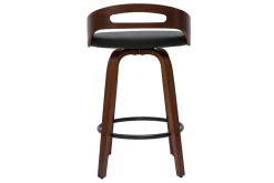 Miliboo Tabouret De Bar-Tabourets de bar design bois foncé et polyuréthane noir 65cm (lot de 2) MANO