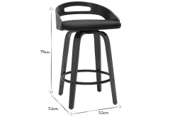 Miliboo Tabouret De Bar-Tabourets de bar design bois foncé et polyuréthane noir 65cm (lot de 2) MANO