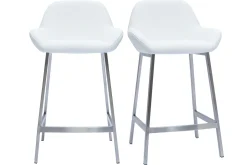 Miliboo Tabouret De Bar-Tabourets de bar design blancs et pieds métal (lot de 2) RINGER