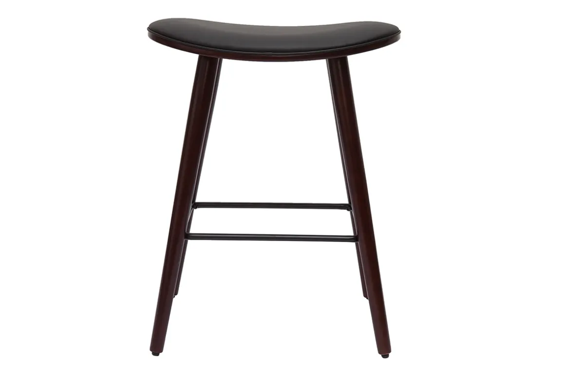 Miliboo Tabouret De Bar-Tabourets de bar design bois foncé noyer et noir H65 cm (lot de 2) MEADOW