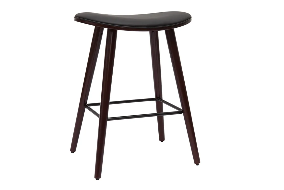 Miliboo Tabouret De Bar-Tabourets de bar design bois foncé noyer et noir H65 cm (lot de 2) MEADOW