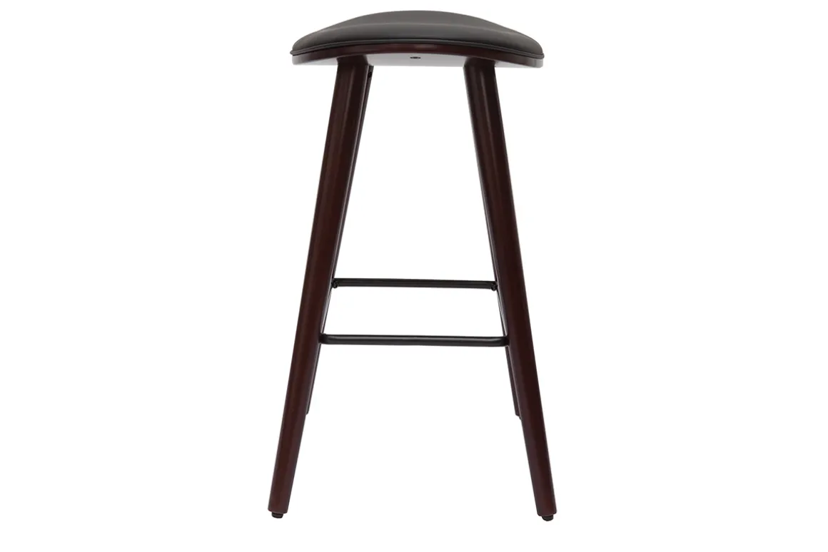 Miliboo Tabouret De Bar-Tabourets de bar design bois foncé noyer et noir H65 cm (lot de 2) MEADOW