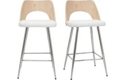 Miliboo Tabouret De Bar-Tabourets de bar design bois et blanc H66.5 (lot de 2) FALCOM