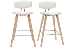 Miliboo Tabouret De Bar-Tabourets de bar design blanc et bois clair H69 cm (lot de 2) VASCO