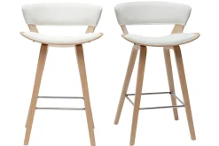 Miliboo Tabouret De Bar-Tabourets de bar design blanc et bois clair H65 cm (lot de 2) SYRAH