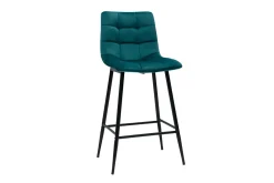 Miliboo Tabouret De Bar-Tabourets de bar design en velours bleu pétrole H65 cm (lot de 2) MAXWELL