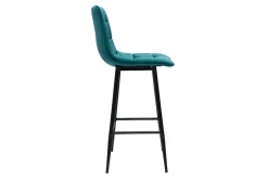 Miliboo Tabouret De Bar-Tabourets de bar design en velours bleu pétrole H65 cm (lot de 2) MAXWELL
