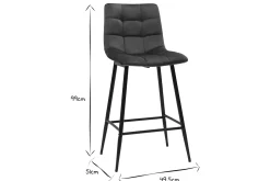 Miliboo Tabouret De Bar-Tabourets de bar design en velours bleu pétrole H65 cm (lot de 2) MAXWELL