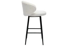 Miliboo Tabouret De Bar-Tabourets de bar design en tissu effet laine bouclée blanc cassé et métal noir H86 cm (lot de 2) ROSALIE