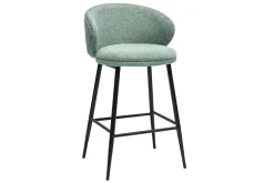 Miliboo Tabouret De Bar-Tabourets de bar design en tissu effet velours texturé céladon et métal noir (lot de 2) ROSALIE
