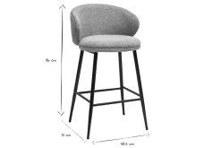 Miliboo Tabouret De Bar-Tabourets de bar design en tissu effet velours texturé céladon et métal noir (lot de 2) ROSALIE