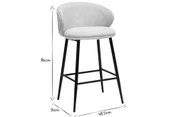 Miliboo Tabouret De Bar-Tabourets de bar design en tissu effet velours texturé beige et métal noir (lot de 2) ROSALIE