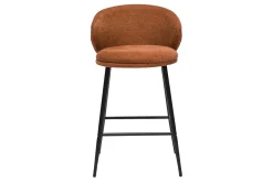 Miliboo Tabouret De Bar-Tabourets de bar design en tissu effet velours texturé terre brûlée et métal noir (lot de 2) ROSALIE
