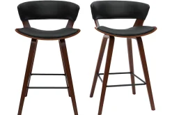 Miliboo Tabouret De Bar-Tabourets de bar design noir et bois foncé H65 cm (lot de 2) SYRAH