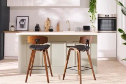 Miliboo Tabouret De Bar-Tabourets de bar design noir et bois foncé H69 cm (lot de 2) VASCO