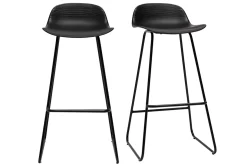 Miliboo Tabouret De Bar-Tabourets de bar design noirs H70 cm (lot de 2) ELLA