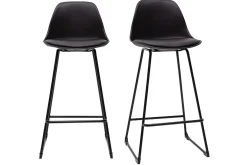 Miliboo Tabouret De Bar-Tabourets de bar design noirs pieds métal 65 cm (lot de 2) FRANZ