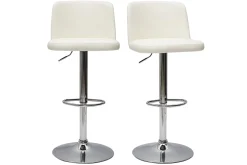 Miliboo Tabouret De Bar-Tabourets de bar design réglables blancs (lot de 2) MONTI