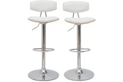 Miliboo Tabouret De Bar-Tabourets de bar design réglables blanc et bois clair (lot de 2) VASCO