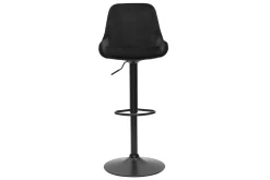 Miliboo Tabouret De Bar-Tabourets de bar design réglables en tissu velours noir et métal noir 360° (lot de 2) HOLO