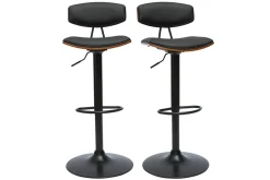 Miliboo Tabouret De Bar-Tabourets de bar design réglables noir et bois foncé (lot de 2) VASCO