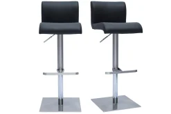 Miliboo Tabouret De Bar-Tabourets de bar design réglables noir et inox brossé (lot de 2) SHEINA