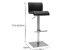 Miliboo Tabouret De Bar-Tabourets de bar design réglables noir et inox brossé (lot de 2) SHEINA