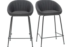 Miliboo Tabouret De Bar-Tabourets de bar design tissu gris foncé 65 cm (lot de 2) SHERU