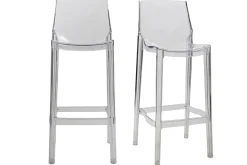Miliboo Tabouret De Bar|Chaise De Jardin-Tabourets de bar design transparents intérieur - extérieur H75 cm (lot de 2) YLAK